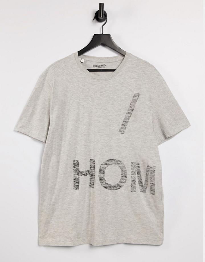 Selected Homme Relaxed T-shirt With Cph Back Print In Gray Heather-grey