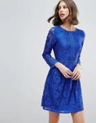 Uttam Boutique Lace Detail Skater Dress - Blue