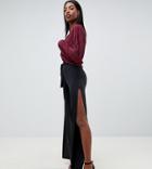 Asos Design Tall Slinky Split Side Wide Leg - Black