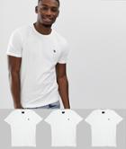 Abercrombie & Fitch 3 Pack Icon Logo Crew Neck T-shirt In White - White