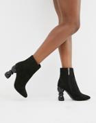 Asos Design Edina Heeled Ankle Boots - Black