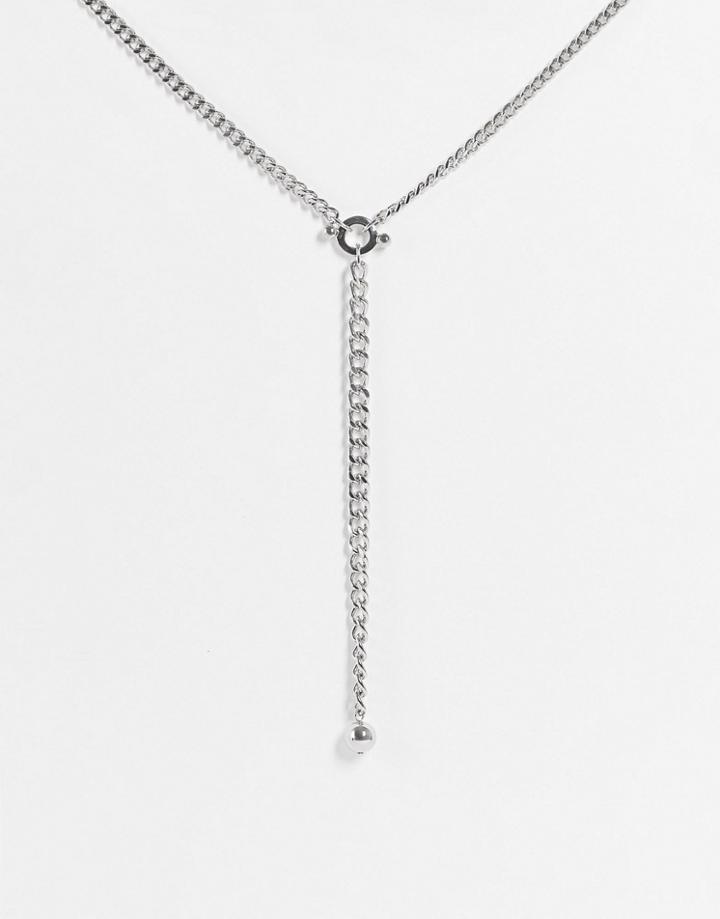 Topshop T Bar Chunky Chain Necklace In Silver