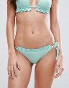 Asos Textured Frill Bikini Bottom - Green