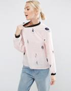 Asos Satin Sweat Top In Abstract Polka Dot - Multi