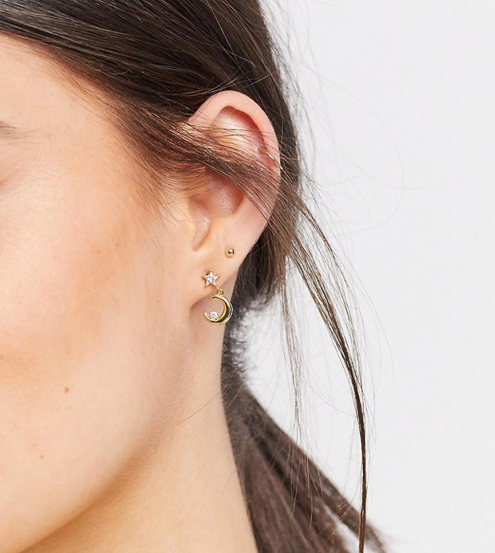 Shashi Celestial Drop Stud Earrings In Gold Plated Sterling Silver