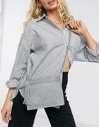 Warehouse Suede Tassel Crossbody Bag In Gray-grey