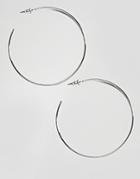 Asos Design Fine Wire 50mm Hoop Earrings-silver