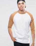 New Look Raglan T-shirt In Gray Marl And Camel With 3/4 Length Sleeves