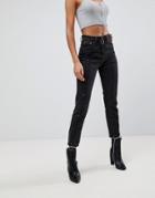 Liquor N Poker Exposed Zip Straight Leg Jean With Rip Detail - Black