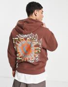 Asos Design Oversized Hoodie In Brown With Mystic Back Print