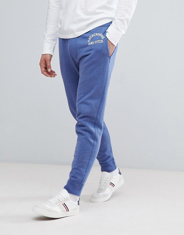 Abercrombie & Fitch Logo Print Cuffed Joggers In Navy - Navy