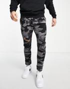 Hollister Taped Logo Camo Print Cuffed Sweatpants In Black