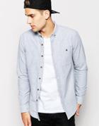Asos Oxford Shirt In Long Sleeve With Neps - Green