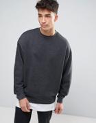 Asos Oversized Sweatshirt In Charcoal Marl - Gray