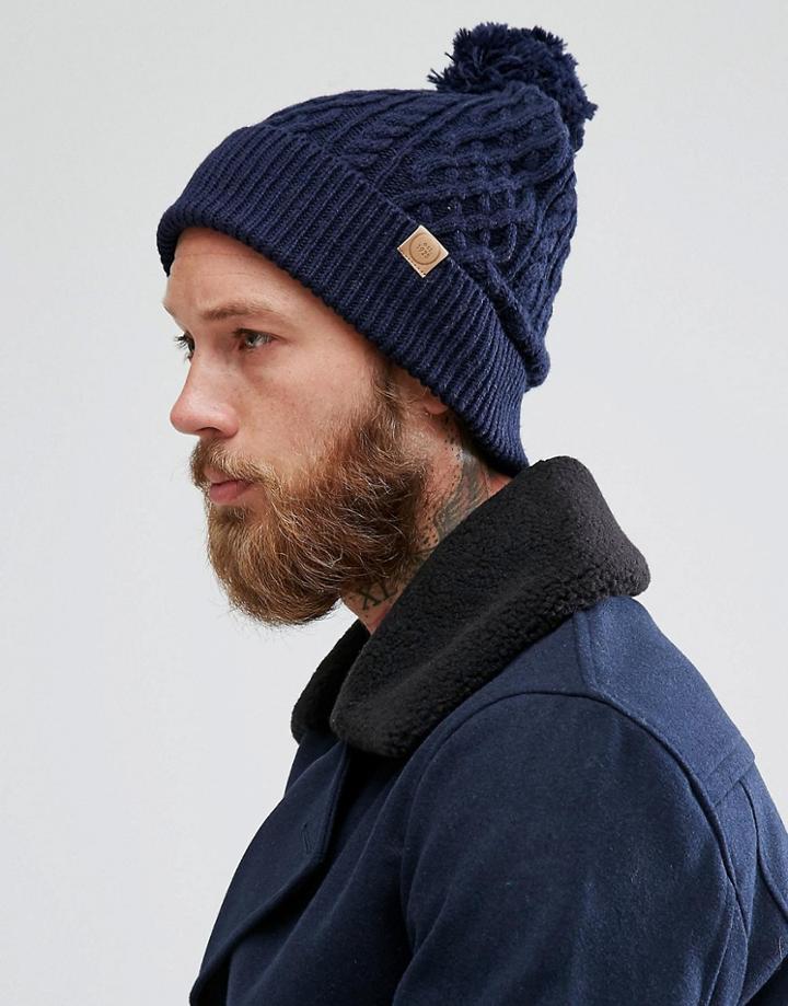 Boardmans Cable Bobble Hat - Blue
