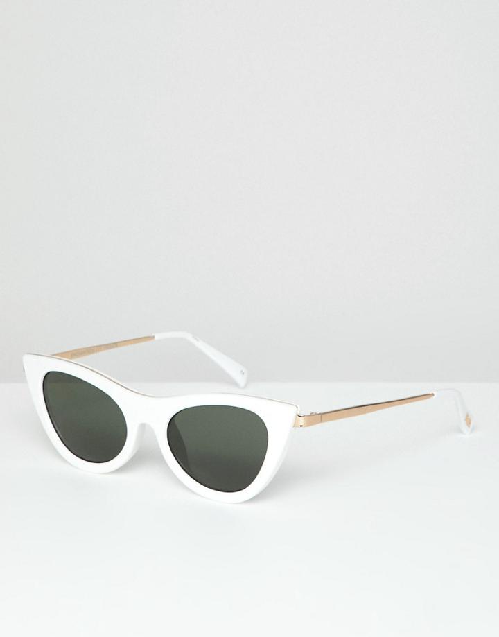 Le Specs Enchantress Cat Eye Sunglasses In White - White