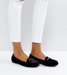 New Look Wide Fit Velvet Loafer - Black