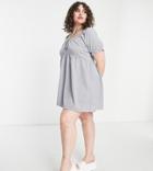 Heartbreak Plus Smock Dress In Blue Check-black