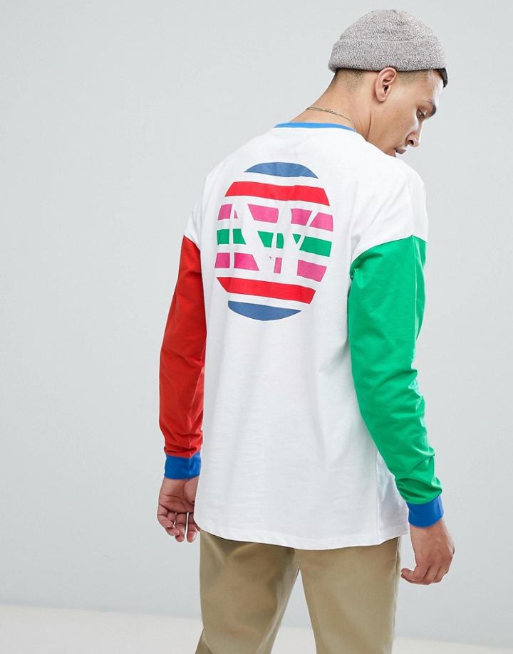 Asos Oversized Long Sleeve T-shirt With Contrast Sleeves And New York Print - White