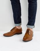 Asos Brogue Shoes In Tan Faux Leather - Tan
