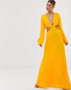 Asos Design Strappy Waist Maxi Dress - Yellow