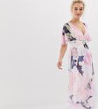 Little Mistress Petite Kimono Sleeve Printed Maxi Dress - Multi