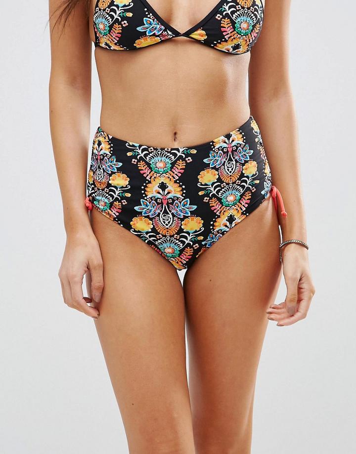 Vero Moda High Waisted Printed Bikini Bottoms - Black