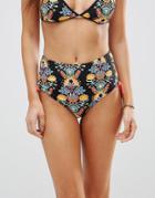 Vero Moda High Waisted Printed Bikini Bottoms - Black
