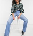 Dr Denim Tall Echo Wide Leg Jeans In Mid Blue