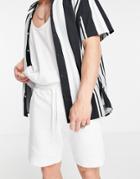 Asos Design Set Slim Jersey Short With Panel Detail In White