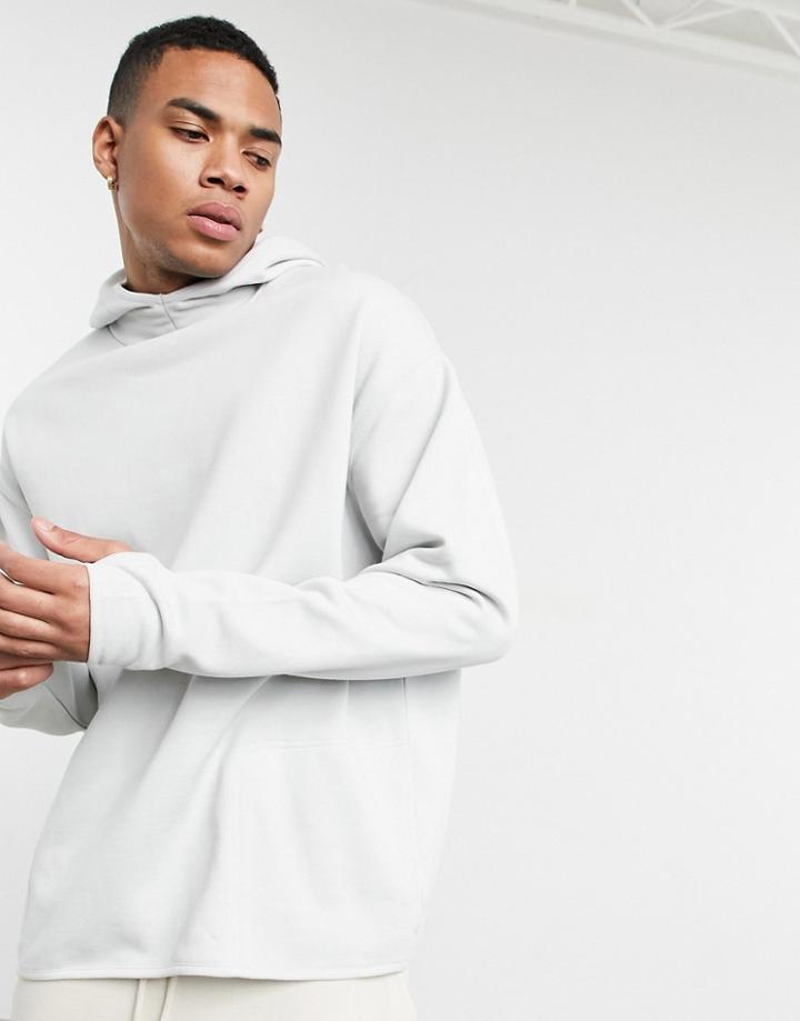 Asos Design Oversized Hoodie With Square Pockets In Pale Gray-grey
