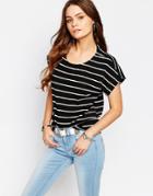 Only Live Love Basic Striped Jersey T-shirt - Black