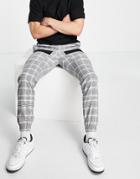 Topman Skinny Front Pocket Cargo Check Pants In Black And White