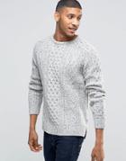Bellfield Flecked Cable Knitted Sweater - White