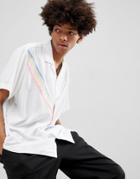 Asos Design Oversized Viscose Shirt With Rainbow Chevron Taping In White - White