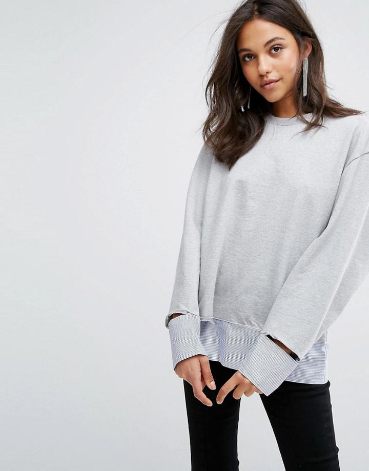 Evidnt Disconnected Hem Top - Gray