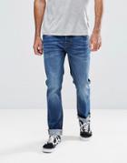 Hoxton Denim Slim Fit Jeans In Mid Wash Blue - Blue