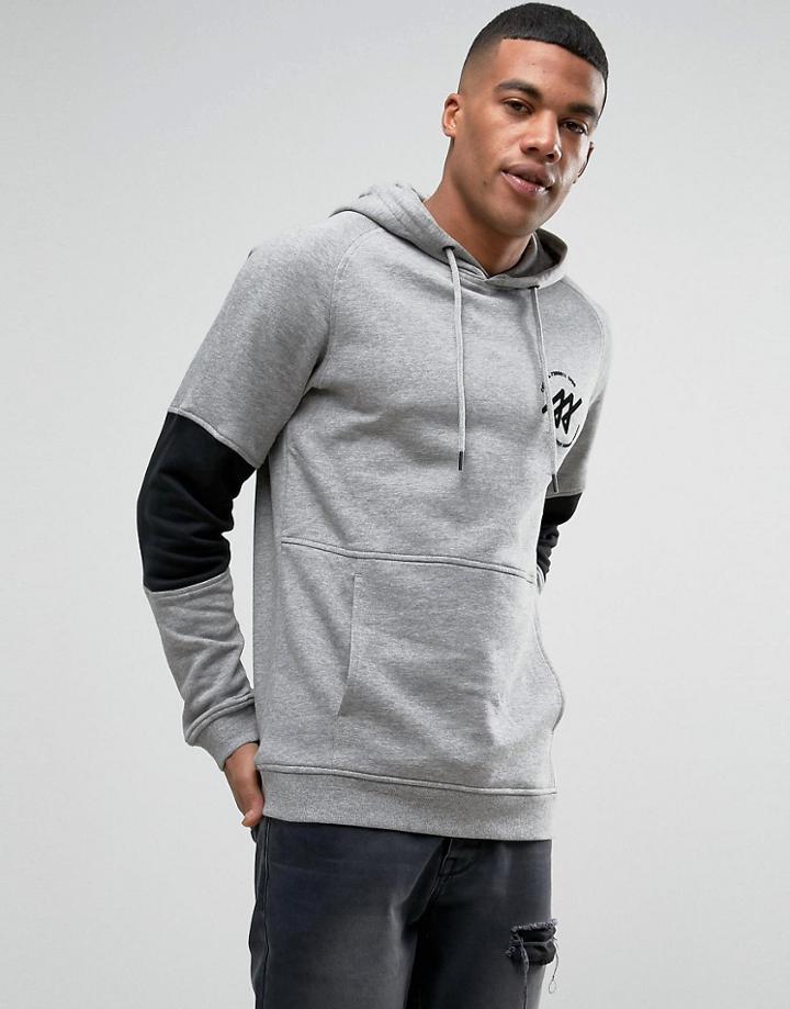 Jack & Jones Cut And Sew Over Head Hoodie - Gray