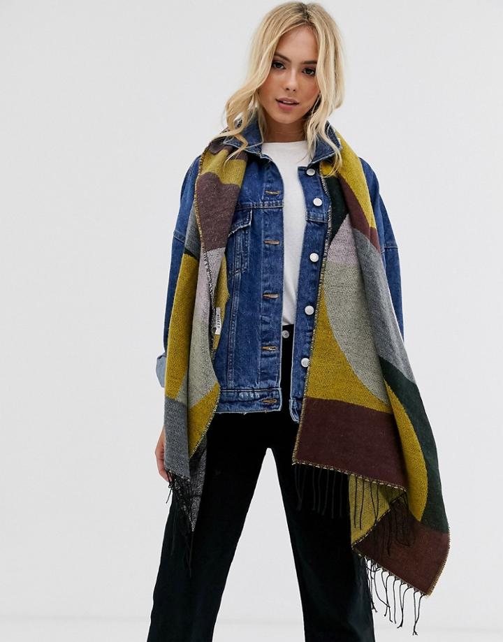 Pieces Oversized Color Block Scarf-multi