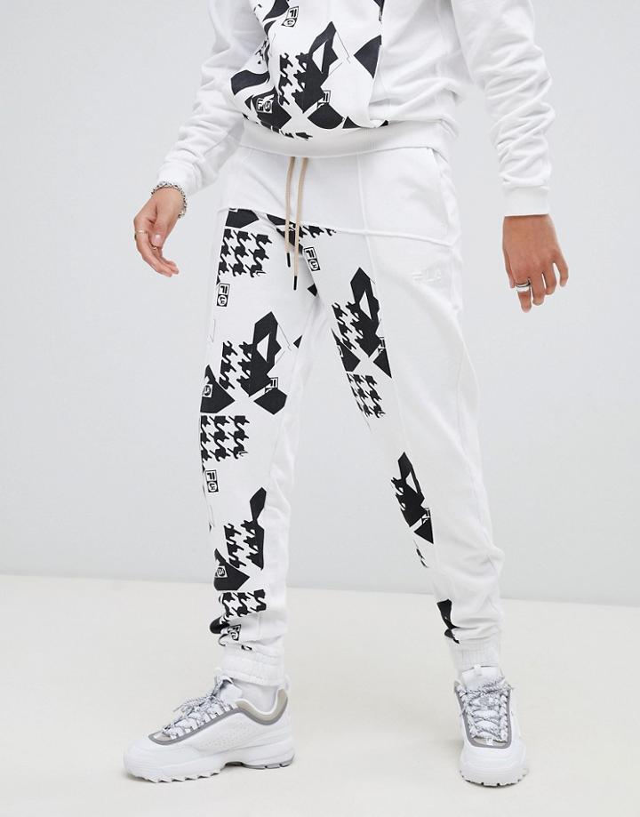 Fila X Liam Hodges Printed Panel Joggers In White - White