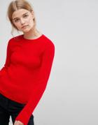 Asos Sweater With Crew Neck In Rib - Red