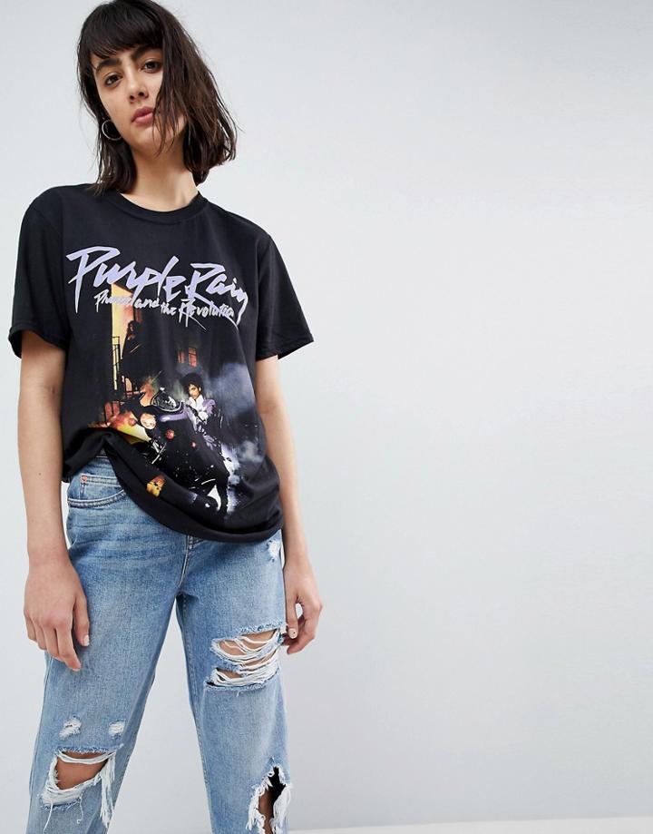 Prince Oversized T-shirt With Purple Rain Graphic - Black