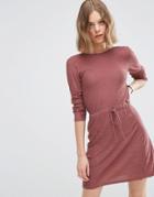 Asos Lounge Dress In Knit With Tie Waist Detail - Blush