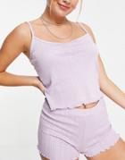 Lindex Exclusive Giggi Organic Cotton Pointelle Cami Shorts Set In Lilac-purple