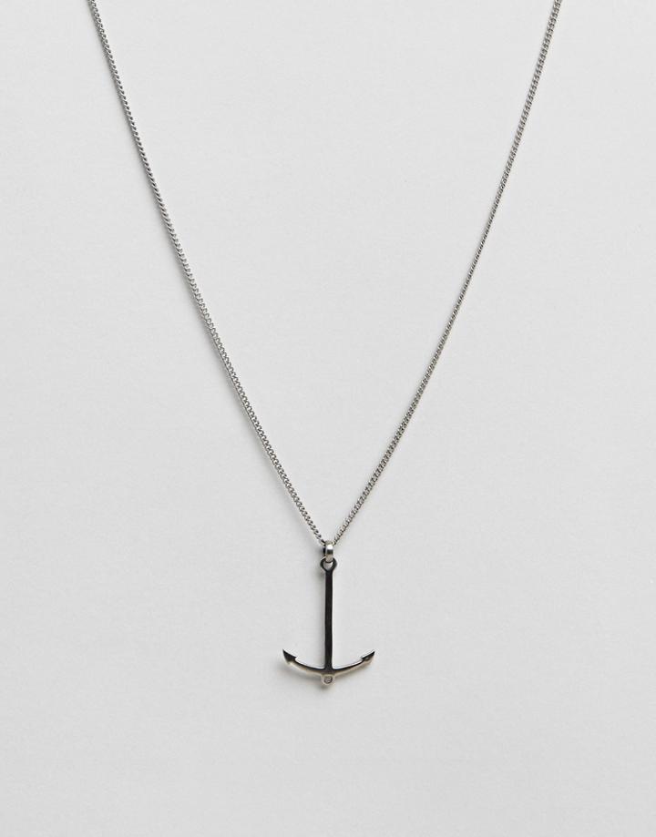 Simon Carter Anchor Necklace In Brushed Stainless Steel - Silver