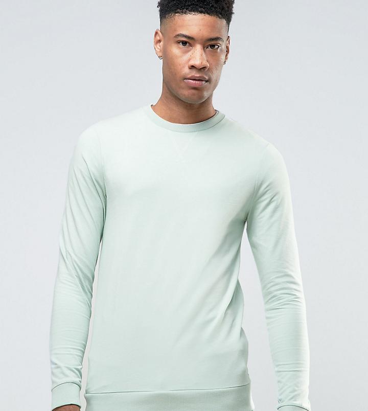 Asos Tall Lightweight Muscle Fit Sweatshirt In Blue - Blue