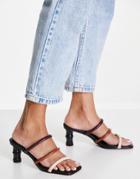 Asos Design Hive Mid Heeled Mules With Bamboo Heel In Multi-neutral