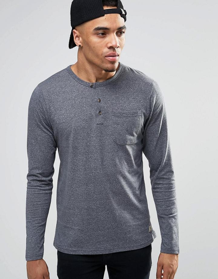 Brave Soul Henley Long Sleeve Top - Gray
