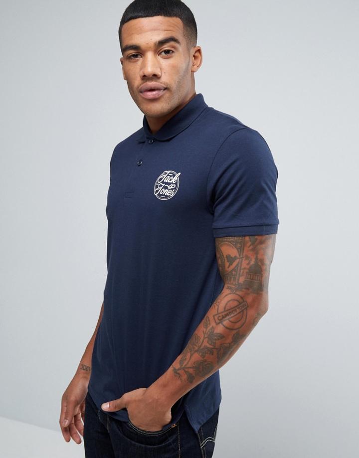 Jack & Jones Chest Logo Polo - Navy