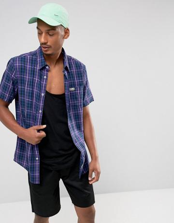 Ucla Joel Short Sleeve Checked Shirt - Navy